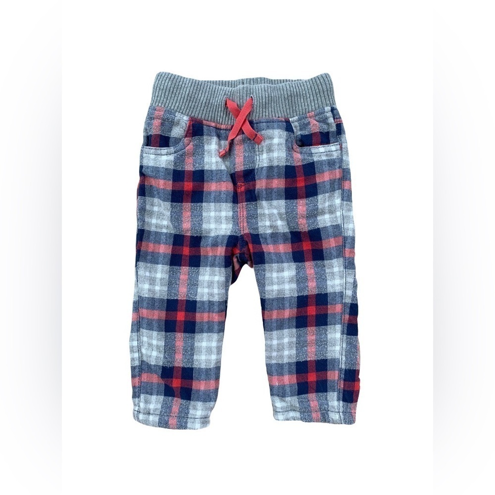 Baby Boden Size 12-18 Months Plaid Flannel Jersey Lined Pants